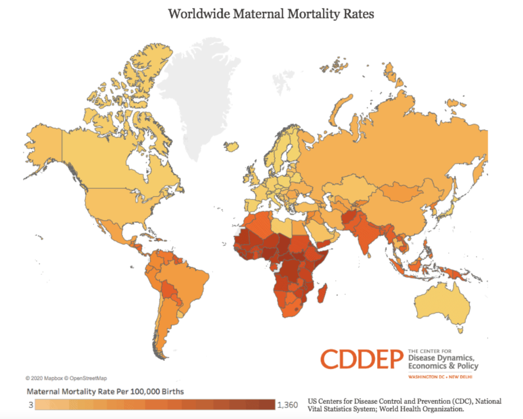 Worldwide maternal mortality rates