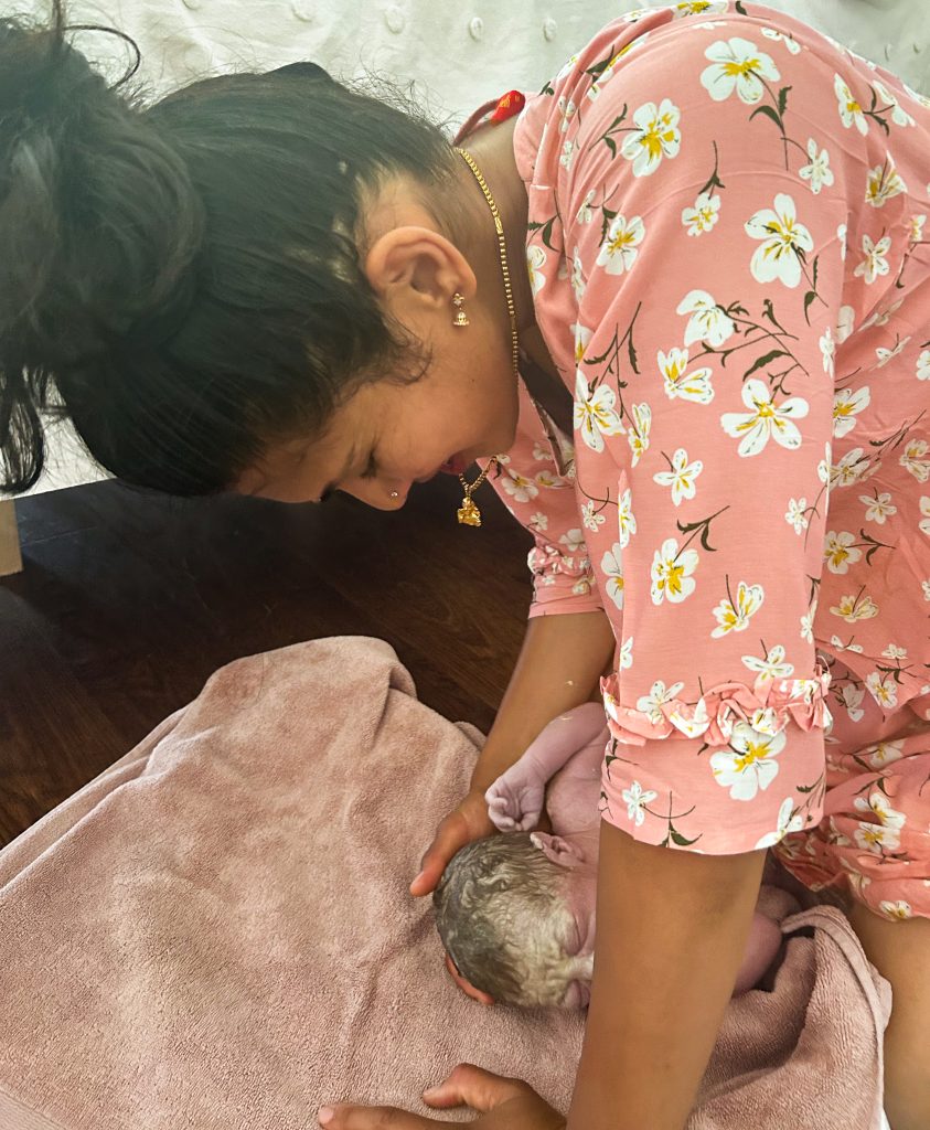 Baby is born at Preethi's home birth